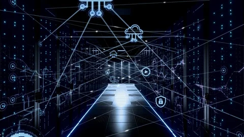 Data Center server power off cloud storage and cyber security blackout Stockbeeldmateriaal 108602243