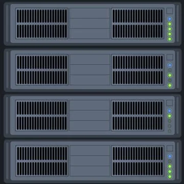 Data center server rack. Cloud computing infrastructure. Stock Illustration