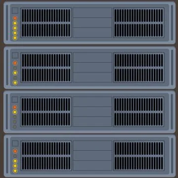 Data center server rack. Cloud computing infrastructure. Illustrazione stock
