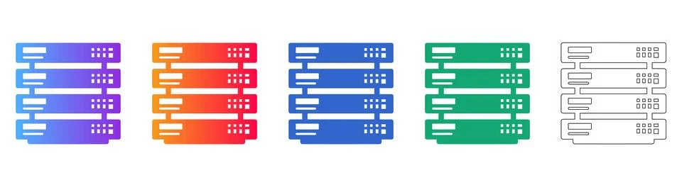 Data Center Server Rack Collection Flat Design Illustrazione stock