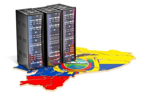 Data Center Server-Rack in Ecuador Konzept, 3D-Rendering Data Center Serve... Stock Photos