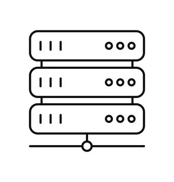 Data Center Server Rack Flat Line Icon Isolated Vector Illustration Ilustración de archivo