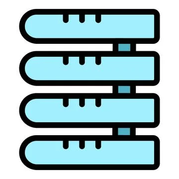 Data center server rack icon showing network connection Stock Illustration