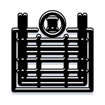 Data center server rack icon showing technology Stock Illustration
