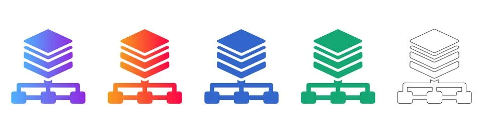 Data Center Server Rack Icon Set 스톡 일러스트