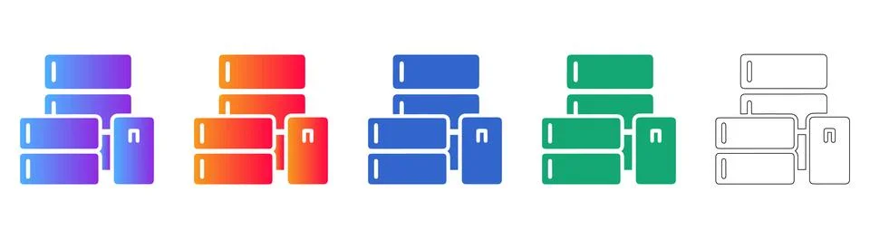 Data Center Server Rack Icon Set Stock Illustration