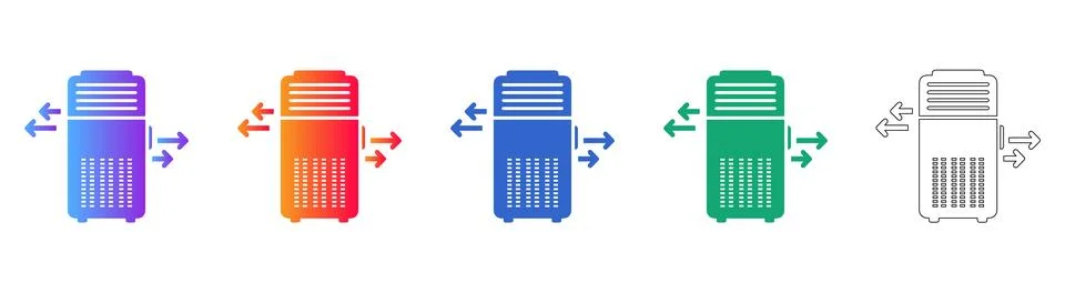 Data Center Server Rack Icons with Network Flow Stock Illustration