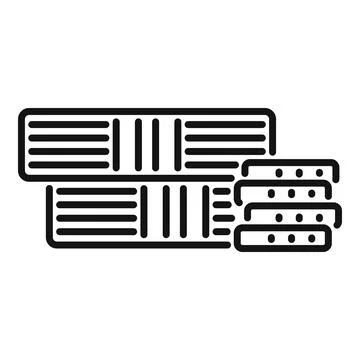 Data center server rack storing digital information icon Stock Illustration