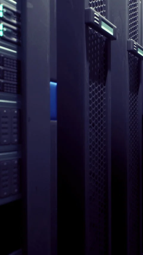 Data center with server racks and equipment in a tech facility Stock Footage 330265509