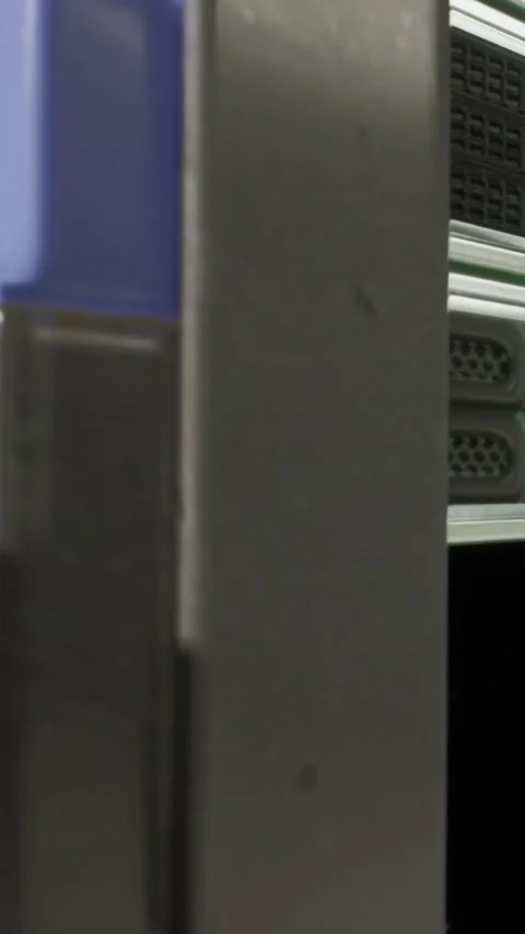 Data center with server racks and blinking lights during peak operation hours Stock Footage 337926097