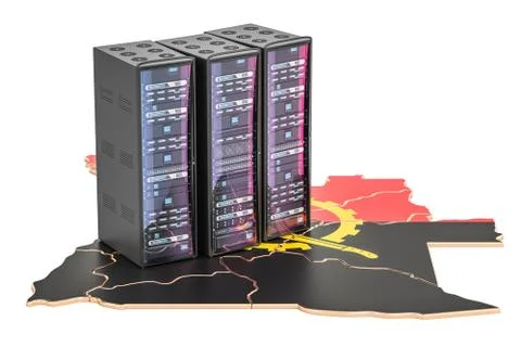 Data Center server racks in Angola concept,  3D rendering Stock Illustration