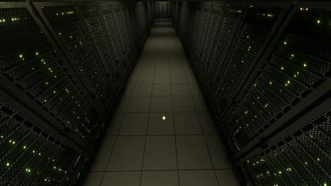 Data center server racks blinking LED lights Stock Footage 89447061