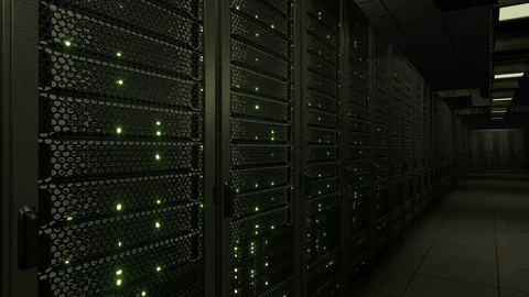 Data center server racks blinking LED lights Stock Footage 89451610