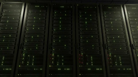 Data center server racks blinking LED lights Stock Footage 89455395