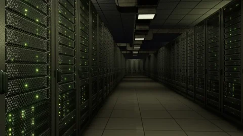 Data center server racks blinking LED lights Stock Footage 89523103