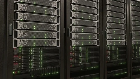 Data center server racks blinking LED lights Stock Footage 89591229