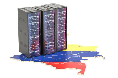 Data Center server racks in Colombia concept,  3D rendering Stock Illustration