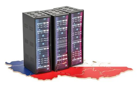 Data Center server racks in Czech Republic concept,  3D rendering Stock Illustration