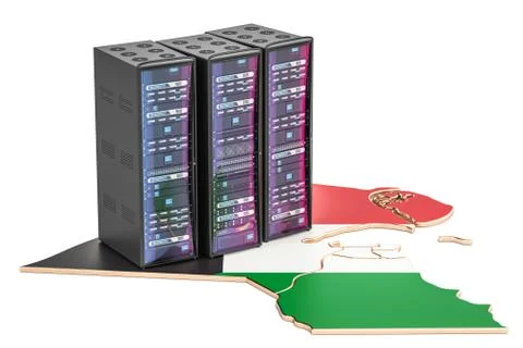 Data Center server racks in Kuwait concept,  3D rendering イラスト素材