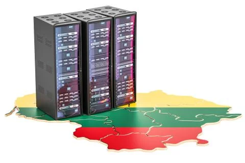 Data Center server racks in Lithuania concept,  3D rendering Stock Illustration