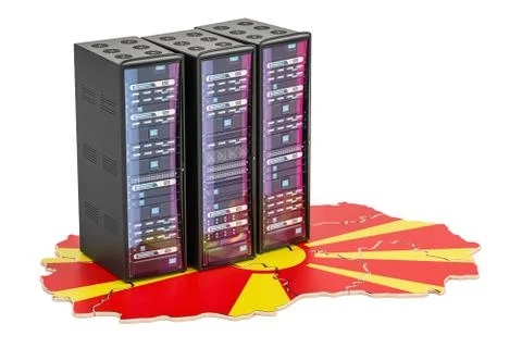 Data Center server racks in Macedonia concept,  3D rendering Stock Illustration