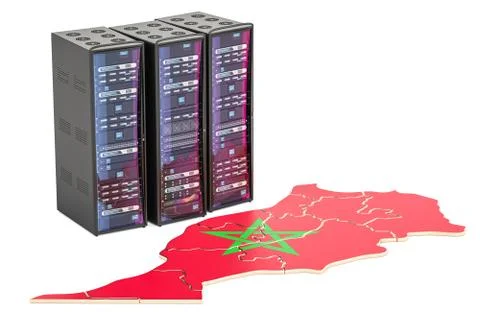Data Center server racks in Morocco concept,  3D rendering Stock Illustration