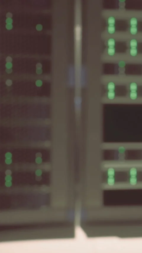 Data center with server racks showing lights in a technology environment Stock Footage 334171090