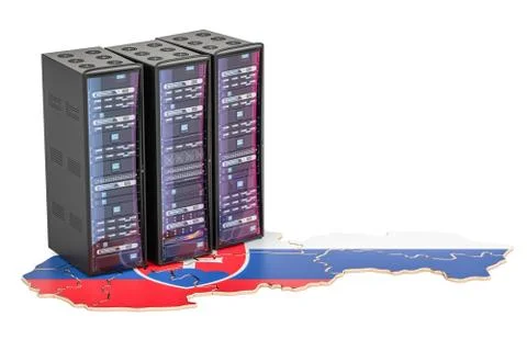 Data Center server racks in Slovakia concept,  3D rendering Stock Illustration