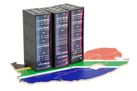 Data Center server racks in South Africa concept,  3D rendering イラスト素材