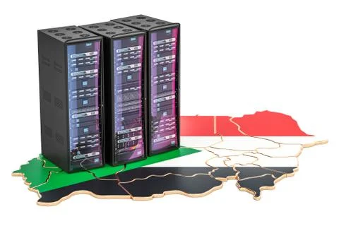 Data Center server racks in Sudan concept,  3D rendering Stock Illustration