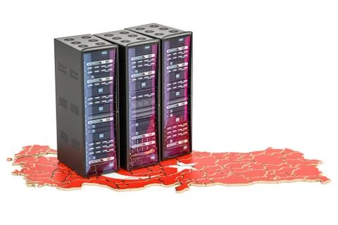 Data Center server racks in Turkey concept,  3D rendering Stock Illustration