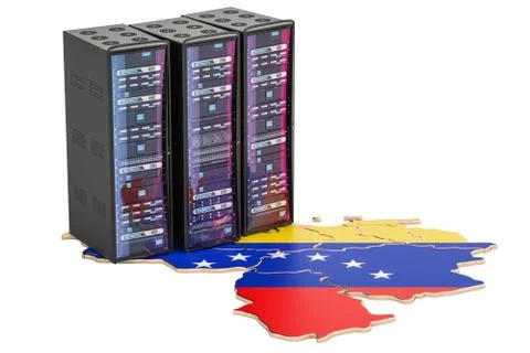 Data Center server racks in Venezuela concept,  3D rendering Stock Illustration