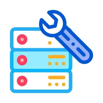 Data center server repair icon vector outline illustration Stock Illustration
