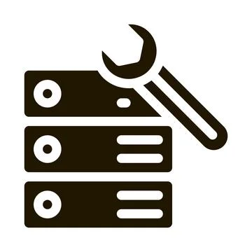 Data center server repair icon Vector Glyph Illustration Illustrazione stock