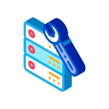 Data center server repair isometric icon vector illustration Illustrazione stock