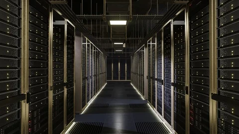 Data center server room blinking lights ... | Stock Video | Pond5