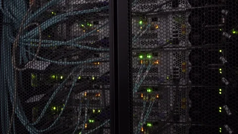 Data Center Server Room Hi-Tech Cluster Storage System. Camera Motion. Stock Footage 103452884