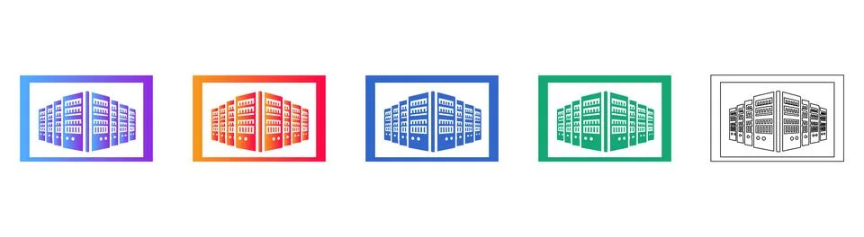 Data Center Server Room Isometric Icons Stock Illustration