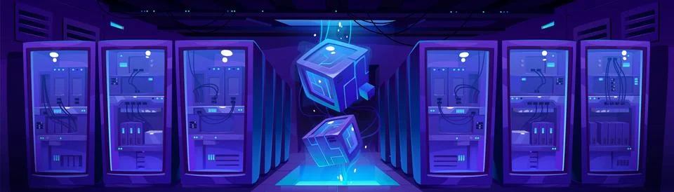 Data center, server room or database cloud storage Stock Illustration