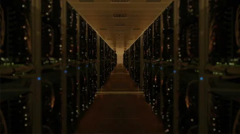 Data center server room seamless loop far focus Stock Footage 56647599
