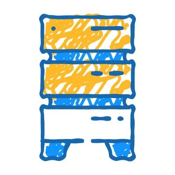 Data center server for storage file icon doodle illustration Stock Illustration
