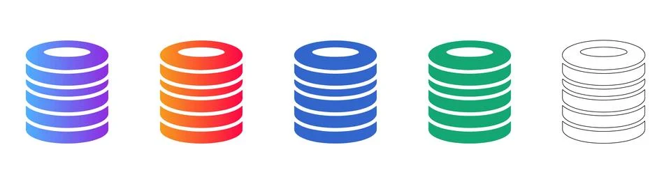Data Center Server Storage Icon Set 스톡 일러스트