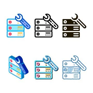 Data center server stylized repair icon vector outline イラスト素材