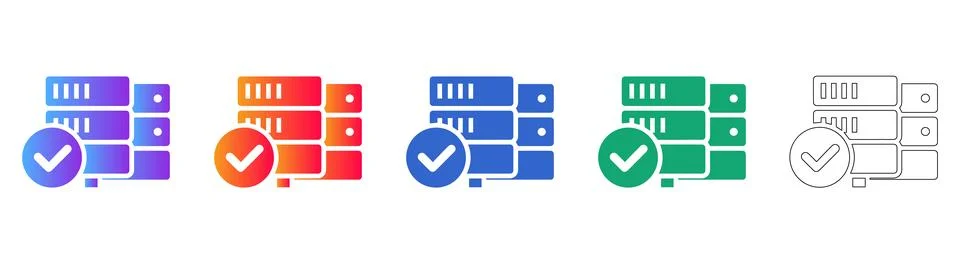 Data Center Server Verification Icon Set イラスト素材