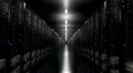 Data center servers endless corridor dark loop centre HD Footage
