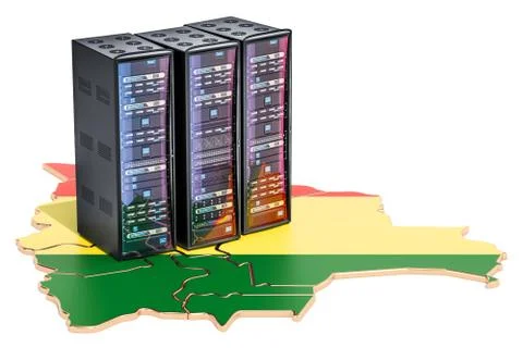 Data Center servers rack in Bolivia concept,  3D rendering Stock Illustration