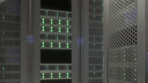 Data center with servers showing lights in a digital environment Stock Footage 348554974