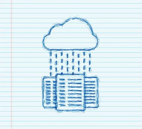 Data center. sketch icon. Mainframe service concept banner, server rack. Server イラスト素材