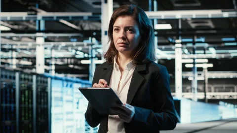 Data center software developer scanning rigs to create digital twin Stock Footage 330098822