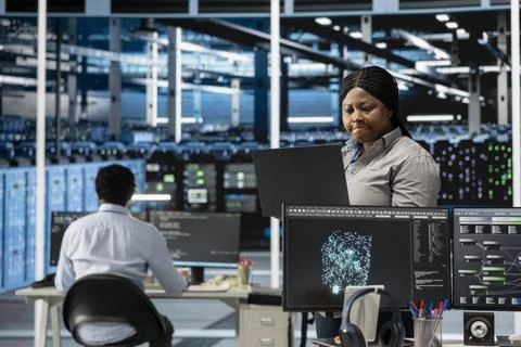Data center software developer uses AI visualization tool Stock Photos